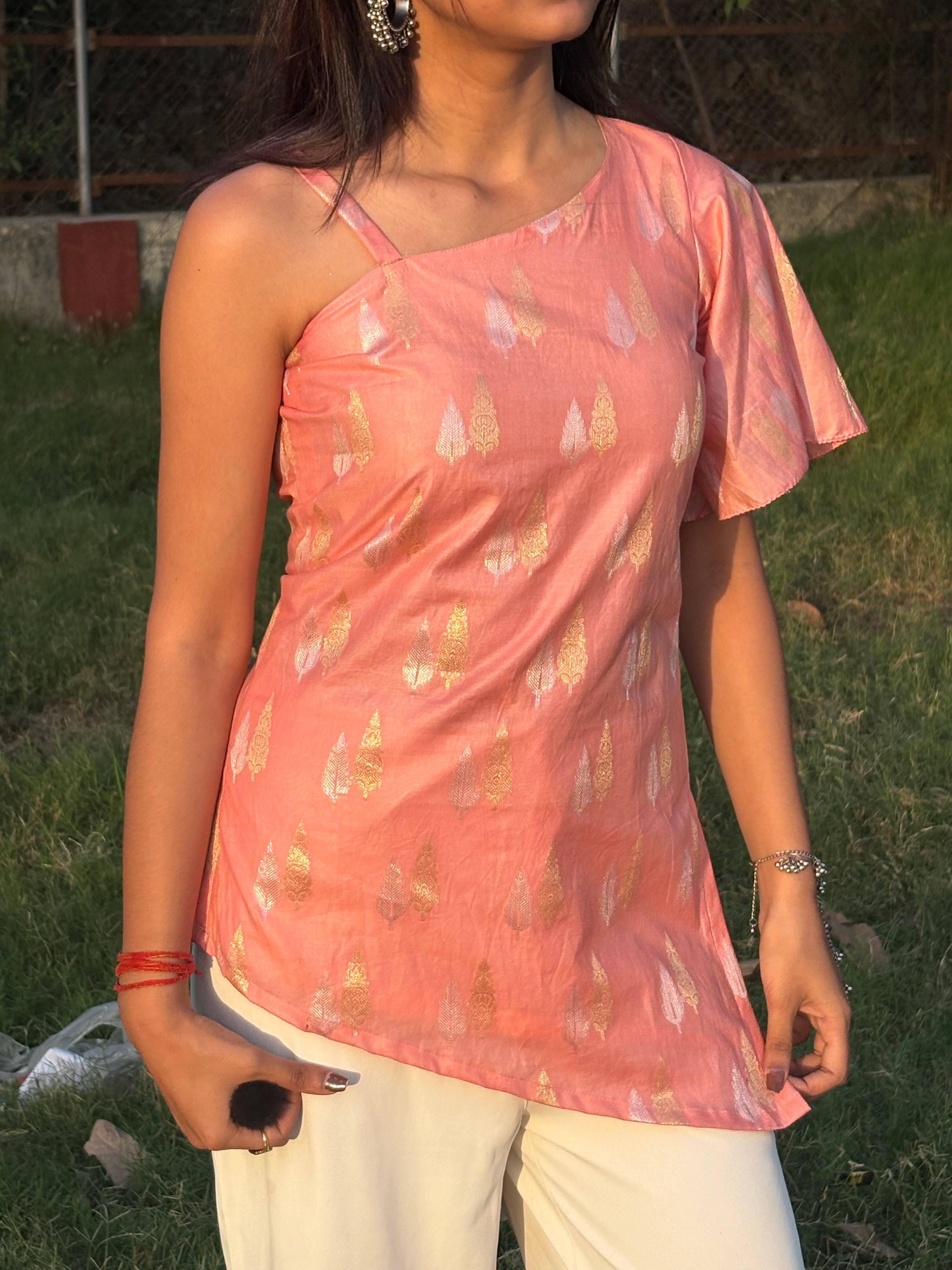 Banarasi Noor One-Shoulder Top