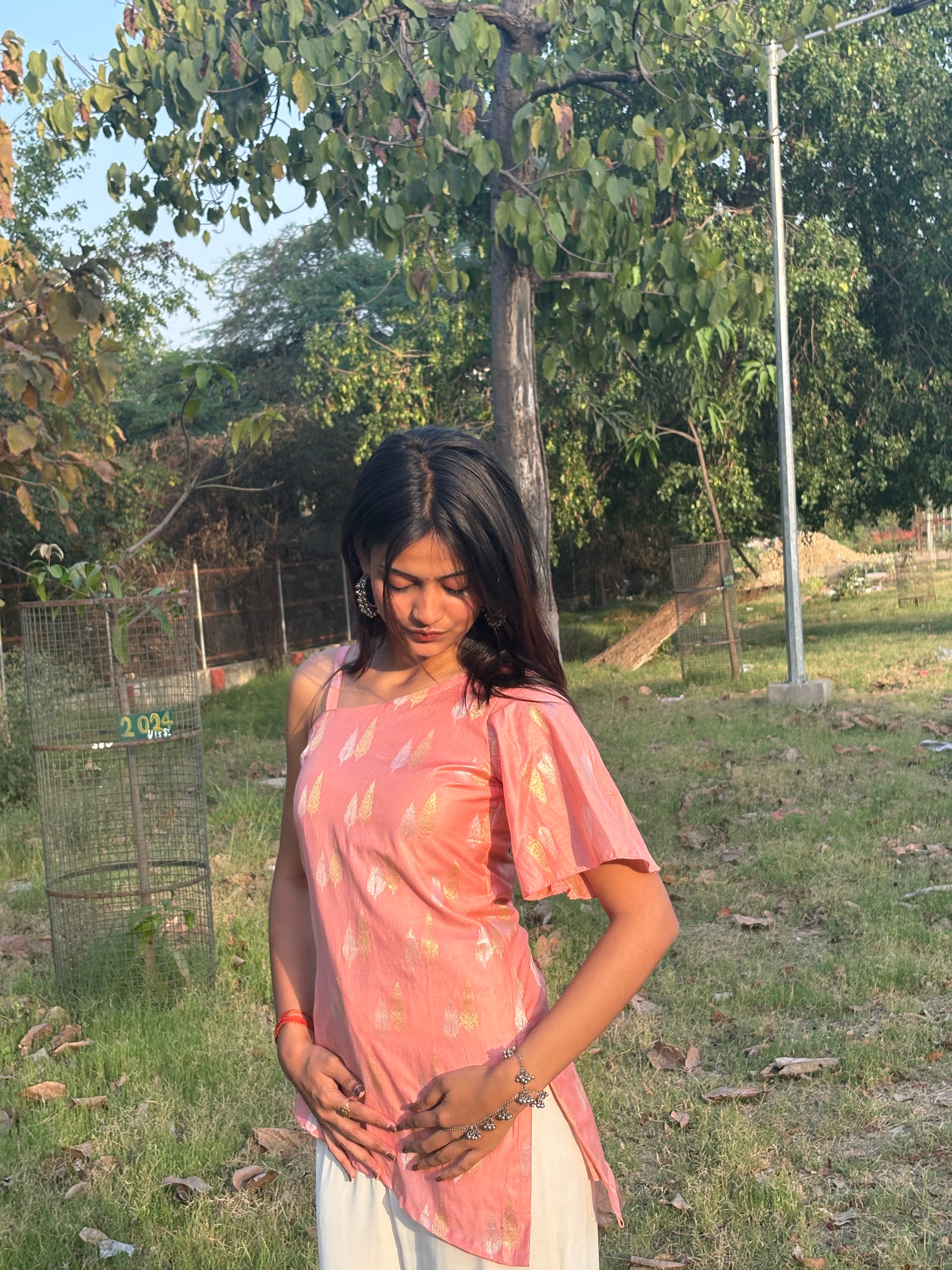 Banarasi Noor One-Shoulder Top