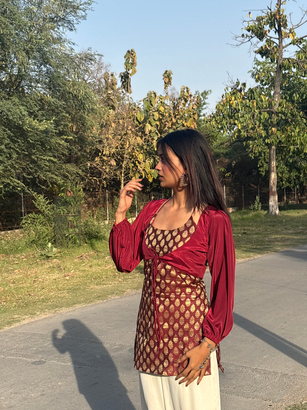 Banarasi Zoya With Sleeves Kurti