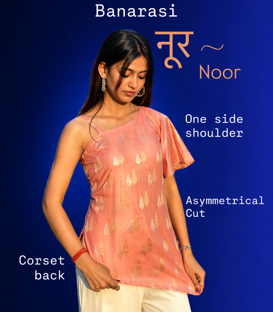 Banarasi Noor One-Shoulder Top