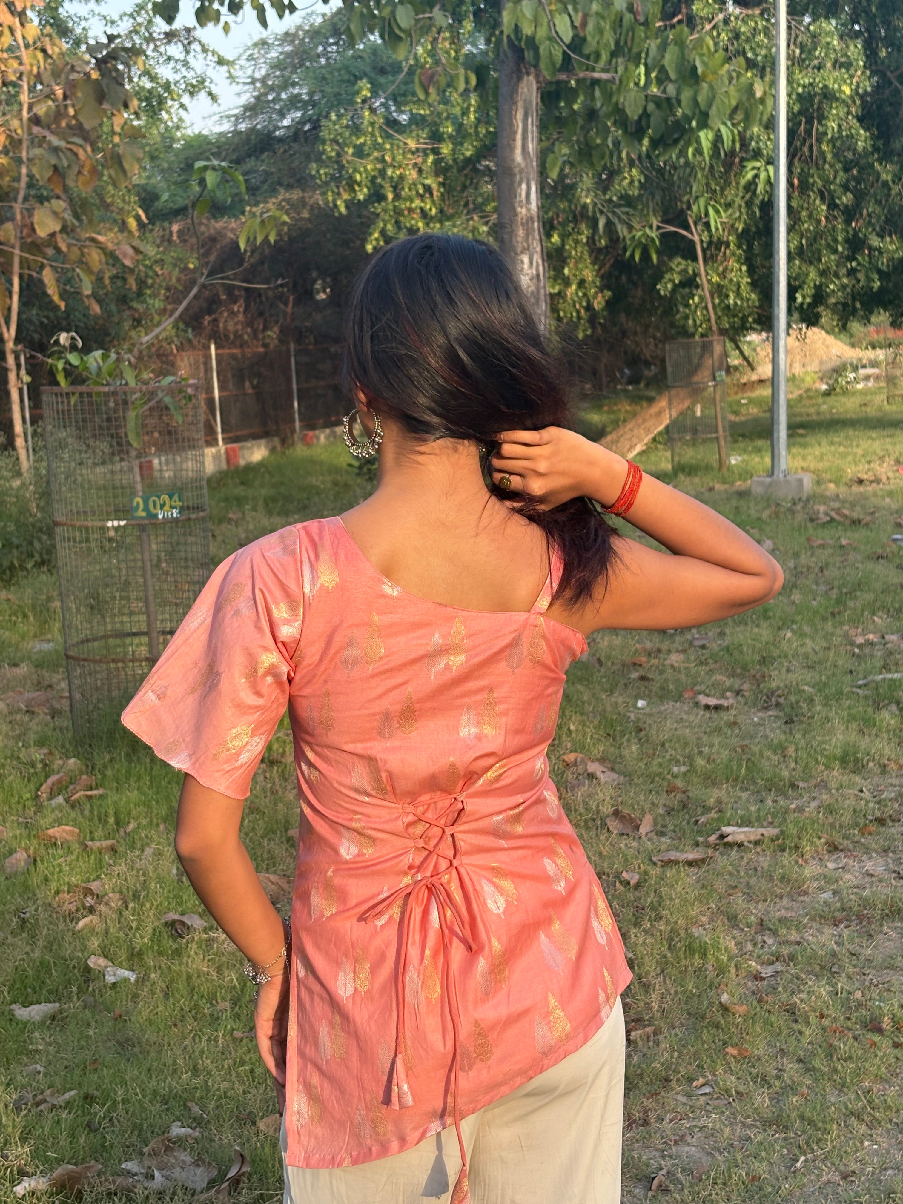 Banarasi Noor One-Shoulder Top